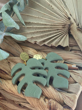 Load image into Gallery viewer, Olive Textured Monstera Dangles